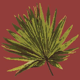 Fan Palm Leaf Needlepoint Kit Kits Elizabeth Bradley Design Dark Red 
