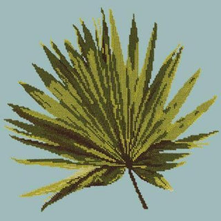 Fan Palm Leaf Needlepoint Kit Kits Elizabeth Bradley Design Pale Blue 
