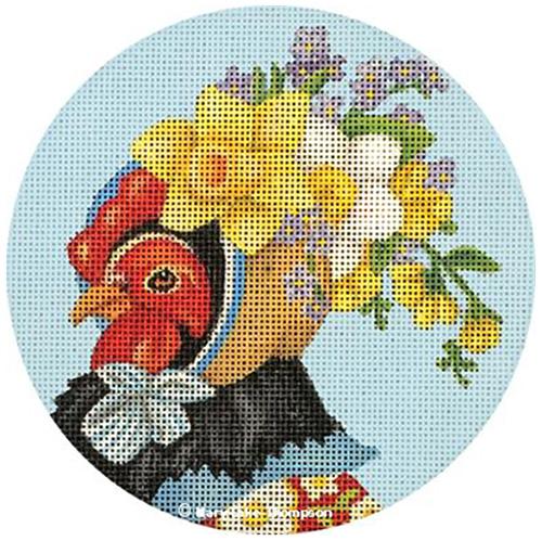 Fancy Hen Round Painted Canvas Melissa Shirley Designs  - 1