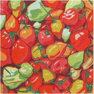 Farmer's Market Peppers Painted Canvas Jean Smith 
