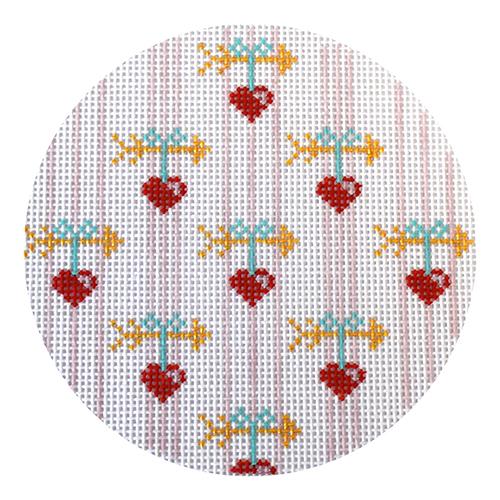 February   Hearts and Arrows Painted Canvas The Plum Stitchery  - 1