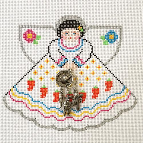 Fiesta / Mexican Angel with Hat Painted Canvas Painted Pony Designs  - 1