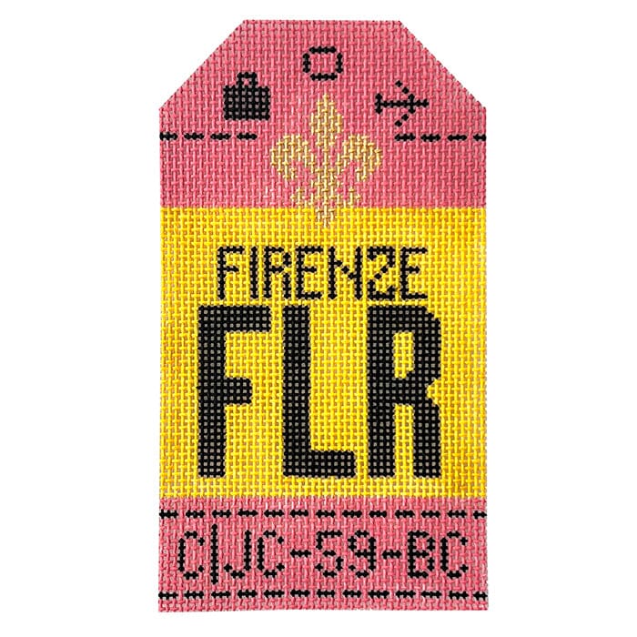 Firenze FLR Travel Tag Painted Canvas Hedgehog Needlepoint 
