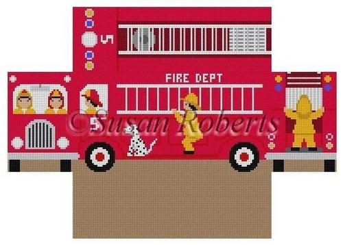 Firetruck Brick Cover Painted Canvas Susan Roberts Needlepoint Designs, Inc. 