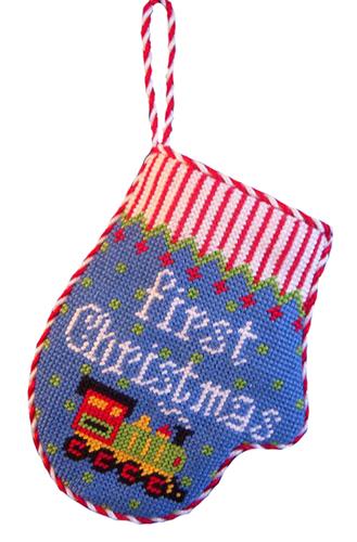 First Christmas Mitten   Boy Painted Canvas The Meredith Collection 
