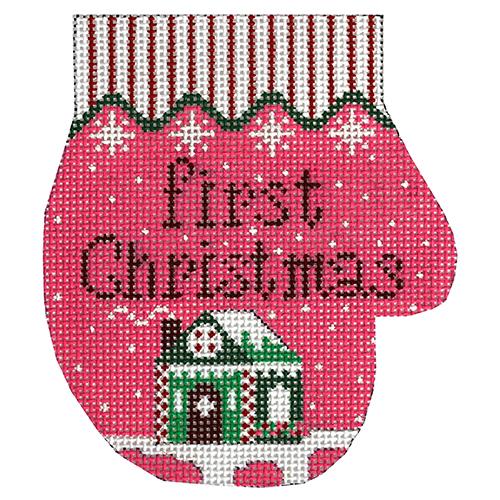 First Christmas Mitten - Girl Painted Canvas The Meredith Collection 