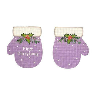 First Christmas Mittens   Lavender Painted Canvas Pepperberry Designs 

