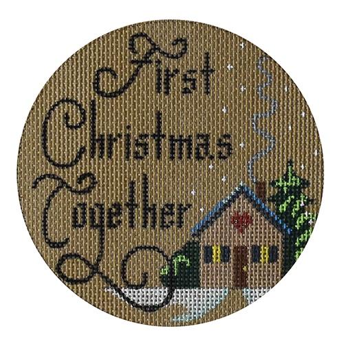 First Christmas Together Ornament Painted Canvas Danji Designs  - 1