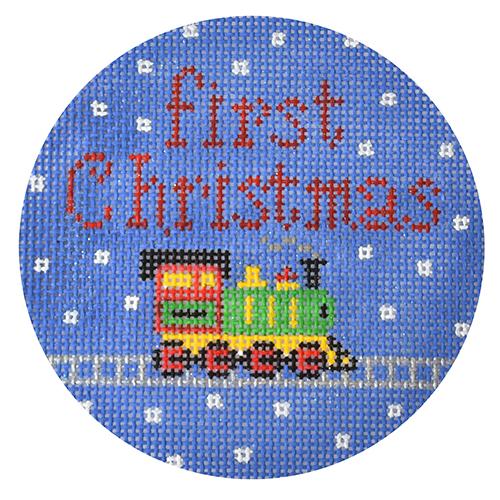 First Christmas Train Ornament Painted Canvas The Meredith Collection 
