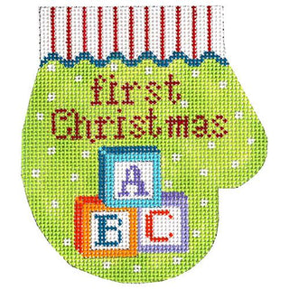 First Christmas with Blocks Mitten Painted Canvas The Meredith Collection 
