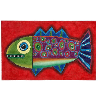 Fish Facing Left Painted Canvas Patti Mann 
