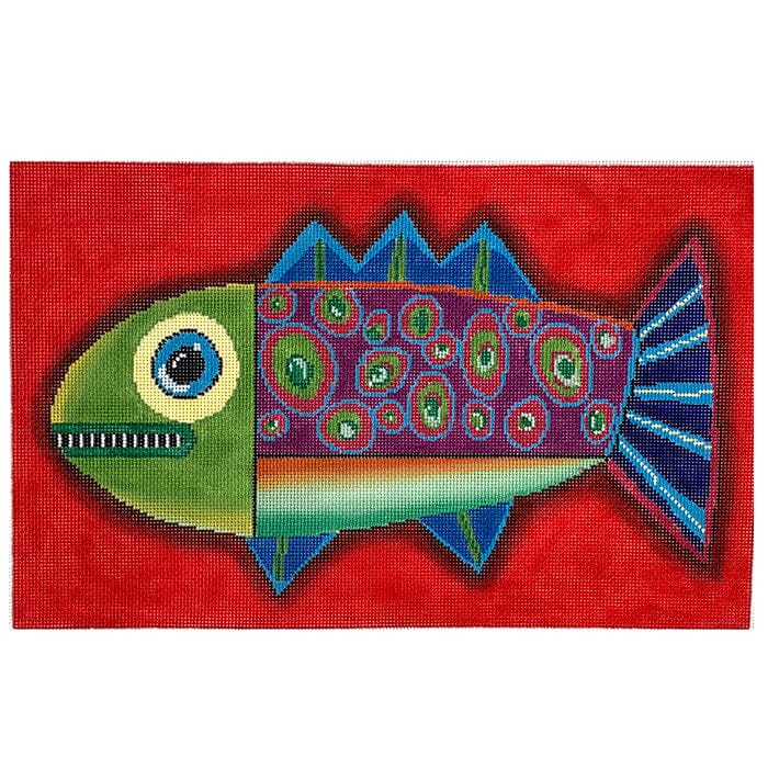 Fish Facing Left Painted Canvas Patti Mann  - 1