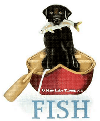 "Fish" Painted Canvas Mary Lake Thompson 
