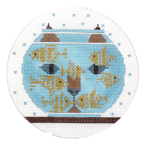 Fishful Thinking Ornament with Stitch Guide Painted Canvas Charley Harper  - 1