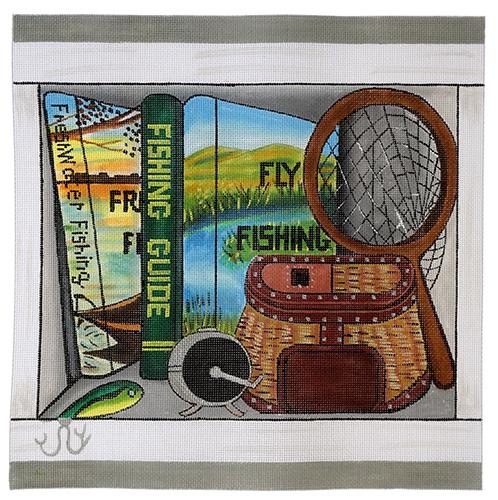Fishing Book Nook Painted Canvas Alice Peterson  - 1