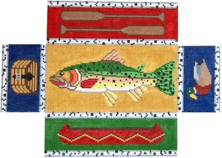 Fishing Doorstop Painted Canvas Silver Needle 
