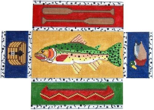 Fishing Doorstop Painted Canvas Silver Needle 
