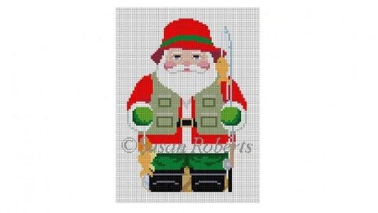 Fishing Santa Painted Canvas Susan Roberts Needlepoint Designs Inc. 