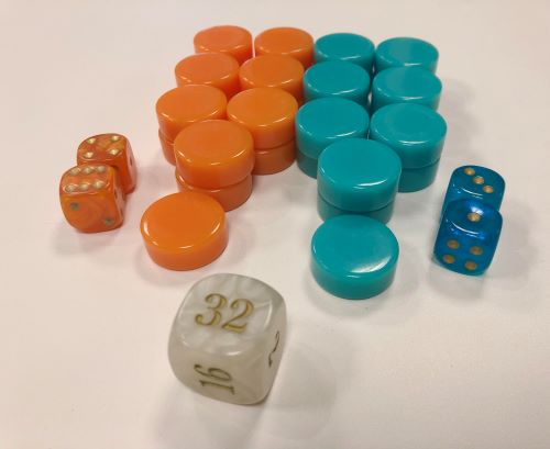 Fishy II 3 Part Backgammon Set on 18 with Dice Cups, Dice & Game Pieces Painted Canvas Zecca  - 4