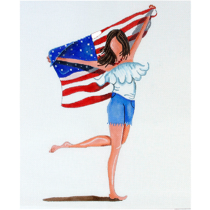 Flag Waving Painted Canvas Patti Mann  - 1