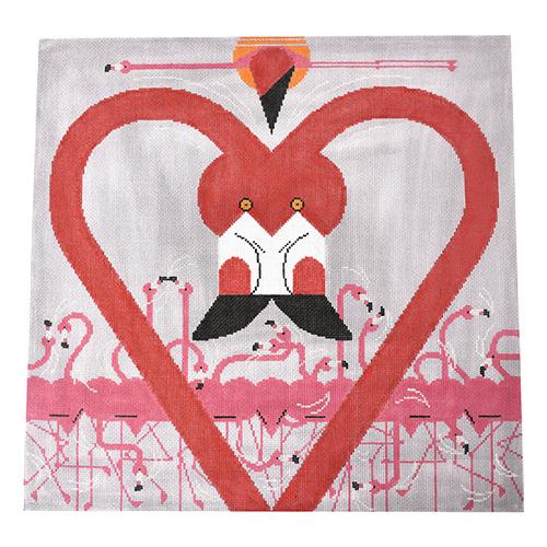 Flamingo A GoGo Painted Canvas Charley Harper  - 1