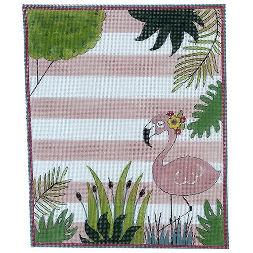 Flamingo Birth Announcement Painted Canvas Alice Peterson Company  - 1