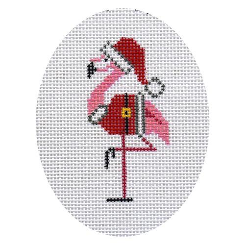 Flamingo Christmas Ornament Painted Canvas Danji Designs  - 1