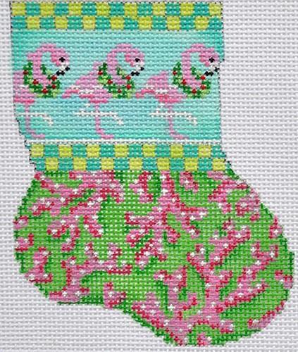 Flamingo / Coral Mini Sock Painted Canvas Associated Talents  - 1