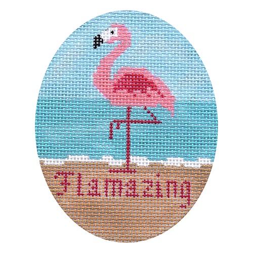 Flamingo Flamazing Ornament Painted Canvas Danji Designs 