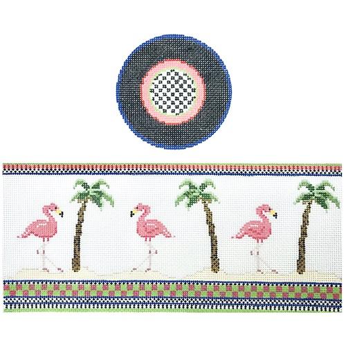 Flamingo Hinged Box with Hardware Painted Canvas Funda Scully 