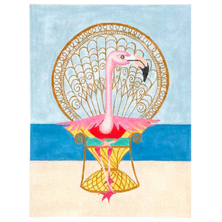 Flamingo in a Peacock Chair Painted Canvas Zecca 

