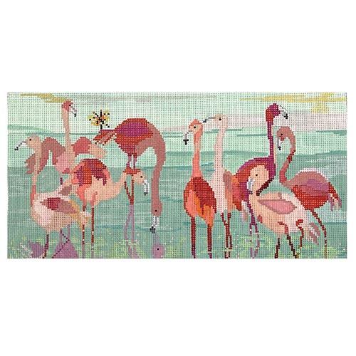 Flamingo Party Painted Canvas Birds of a Feather 