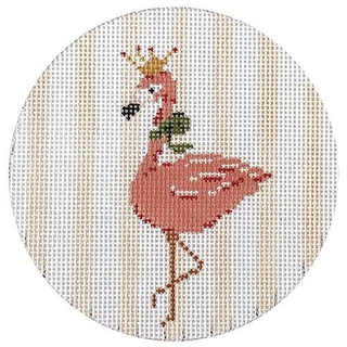 Flamingo   Pink Stripes Painted Canvas The Plum Stitchery 
