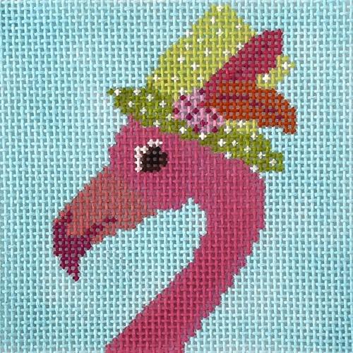 Flamingo with Hat Insert Painted Canvas The Meredith Collection 