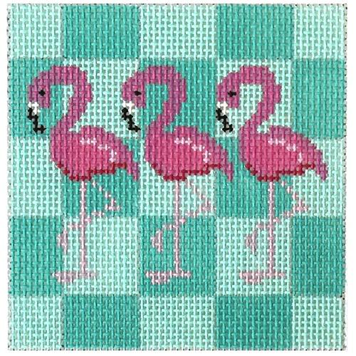 Flamingos Insert Painted Canvas Two Sisters Needlepoint 
