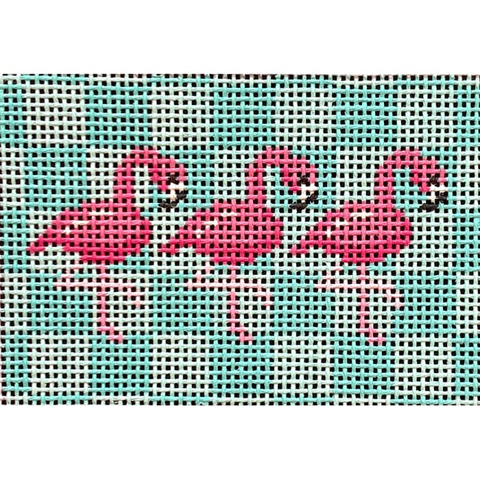 Flamingos on Aqua Insert Painted Canvas Two Sisters Needlepoint 