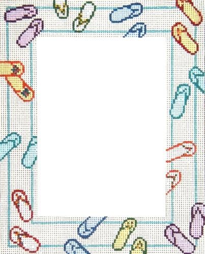 Flip Flop Frame Painted Canvas Needle Crossings  - 1