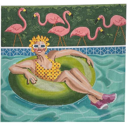 Flo Floats Painted Canvas Labors of Love Needlepoint  - 1
