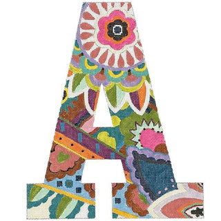 Floral 12" Monogram Letter A Painted Canvas Colors of Praise 
