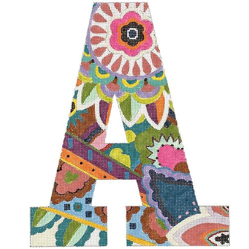 Floral 12" Monogram Letter A Painted Canvas Colors of Praise 