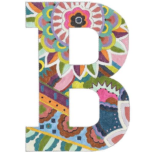 Floral 12" Monogram Letter B Painted Canvas Colors of Praise 