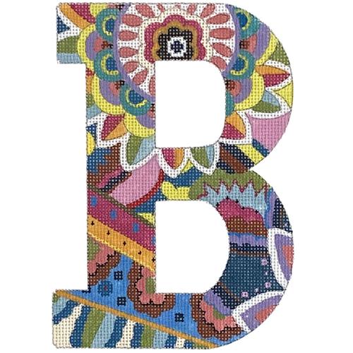 Floral 6" Monogram Letter B Painted Canvas Colors of Praise  - 1