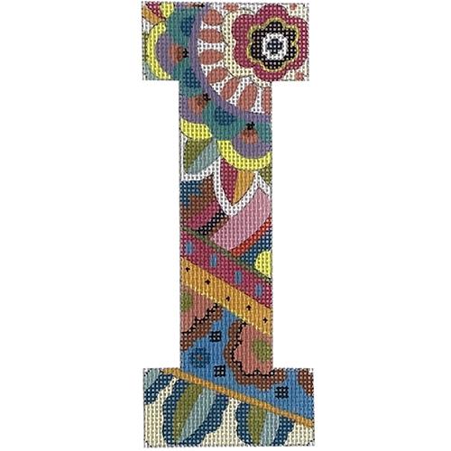 Floral 6" Monogram Letter I Painted Canvas Colors of Praise  - 1