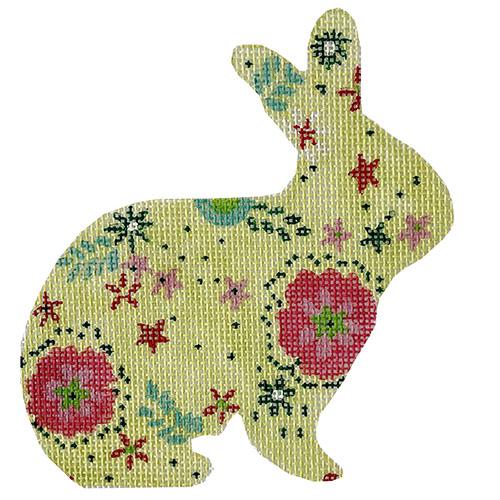 Floral Bunny   Light Green / Multi Painted Canvas All About Stitching/The Collection Design 
