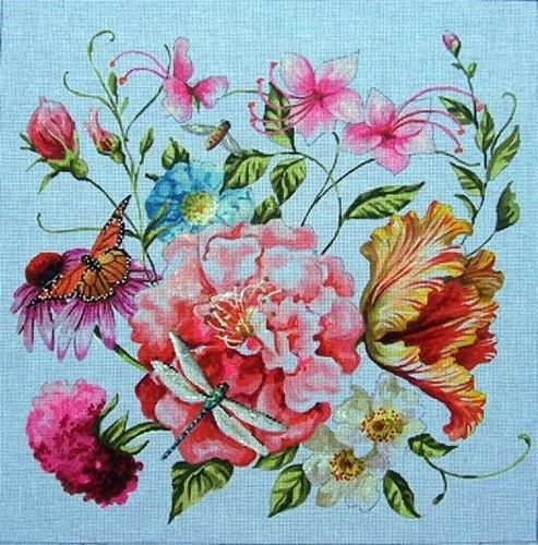 Floral / Dragonfly Painted Canvas Colors of Praise  - 1