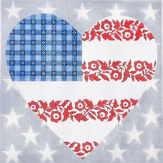 Floral Flag   Stars & Stripes Heart Painted Canvas Kirk & Bradley 
