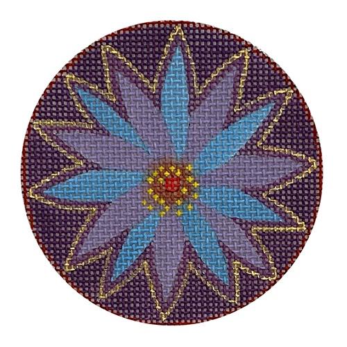 Floral Round   Blue Painted Canvas Danji Designs  - 1
