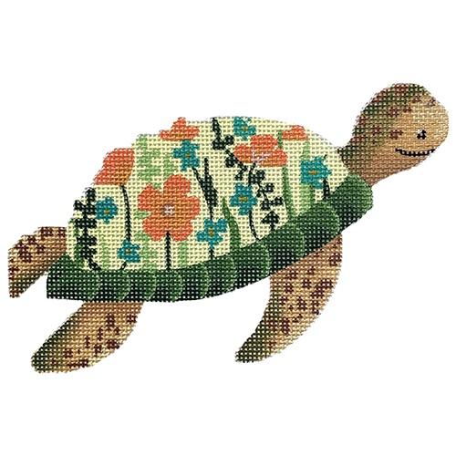 Floral Turtle Painted Canvas Madeleine Elizabeth  - 1