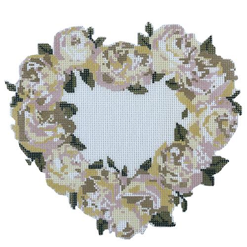 Floral Wreath Heart Shaped Painted Canvas Rachel Barri Designs 