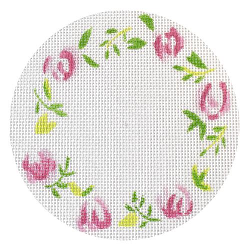Floral Wreath Painted Canvas Camilla Moss  - 1